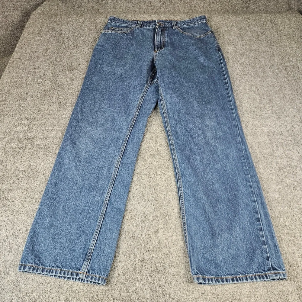 Duluth Trading Co Ballroom Blue Denim Jeans Mens Straight Leg 100% Cotton